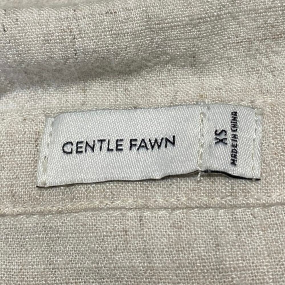 Gentle Fawn Cream Linen LOng Sleeve Colalr Button Down Wide Leg Shirt Romper XS - Picture 3 of 3
